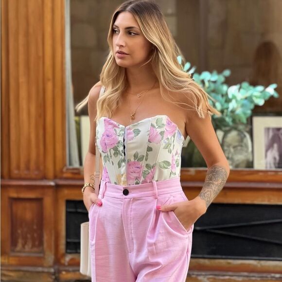 ZARA FLORAL CORSET TOP - Picture 16 of 16